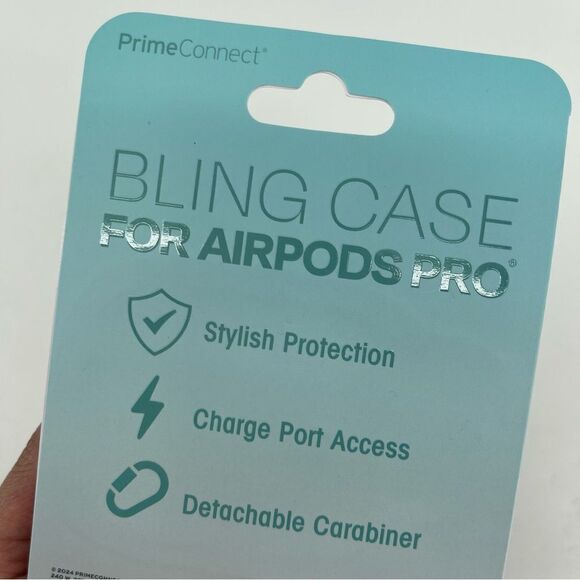 Prime Connect Silver Rhinestone Lightweight Bling Stylish Apple AirPod Pro Case - Picture 3 of 5